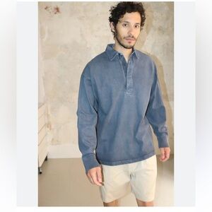 FOLK cotton denim open collar shirt small